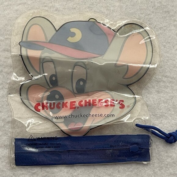 Chuck E Cheese Plastic Zip Up Pouch Bag With Tickets Blue Face 2000’s - Picture 8 of 15